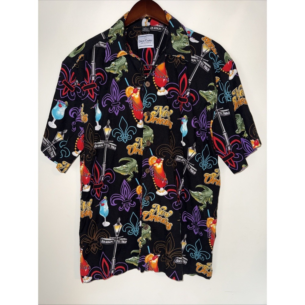 David Carey Originals New Orleans Men's Short Sleeve Button Up Size Large